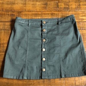 Army Green Jean Button Down Skirt
